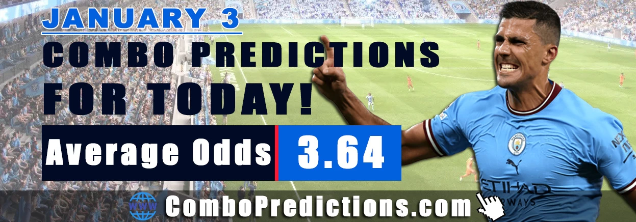 Combo Soccer Predictions for Today (January 3, 2026) – Total Odds 3.64